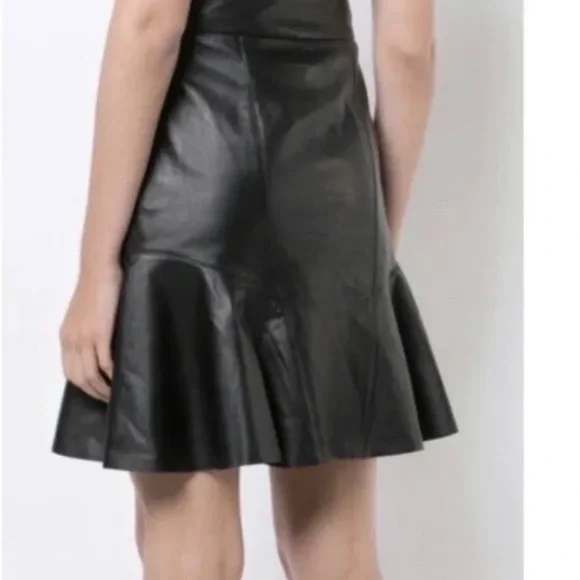 NWT Derek Lam Crosby Black Lace Up Leather Skirt size 10